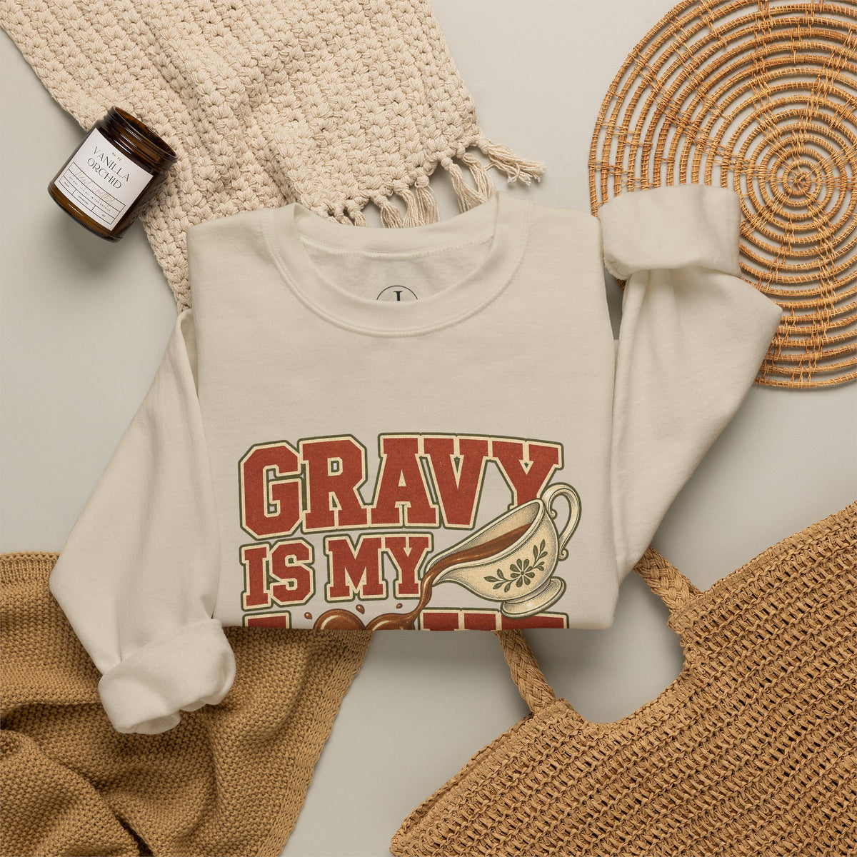 Thanksgiving Sweatshirt – “Gravy Is My Love Language” Crewneck