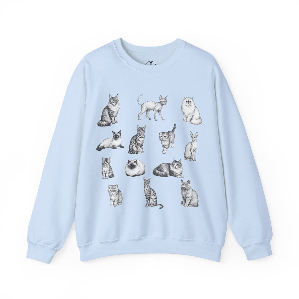 Cat Sketches Crewneck Sweatshirt — Cute Vintage Cat Illustration Pullover