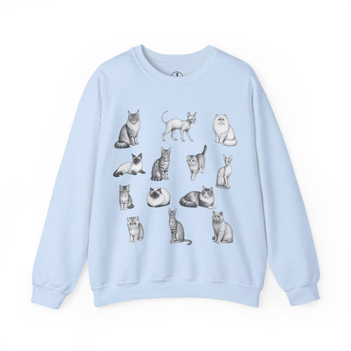 Cat Sketches Crewneck Sweatshirt — Cute Vintage Cat Illustration Pullover
