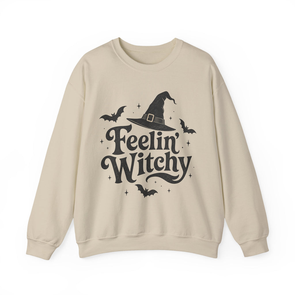 Feelin’ Witchy Halloween Sweatshirt | Black Cat Spooky Season Crewneck