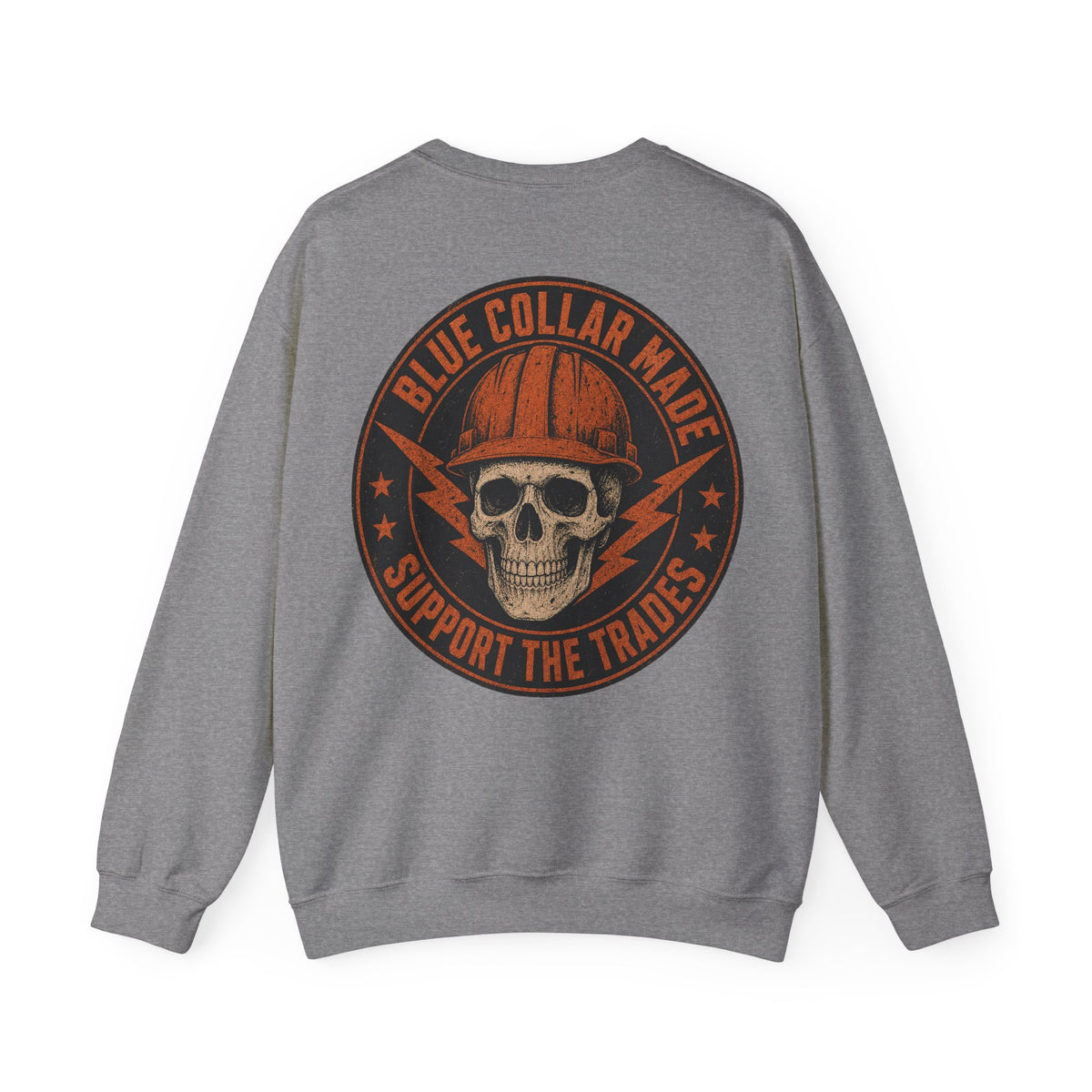 Blue Collar Sweatshirt – Support the Trades Skull Hardhat Crewneck