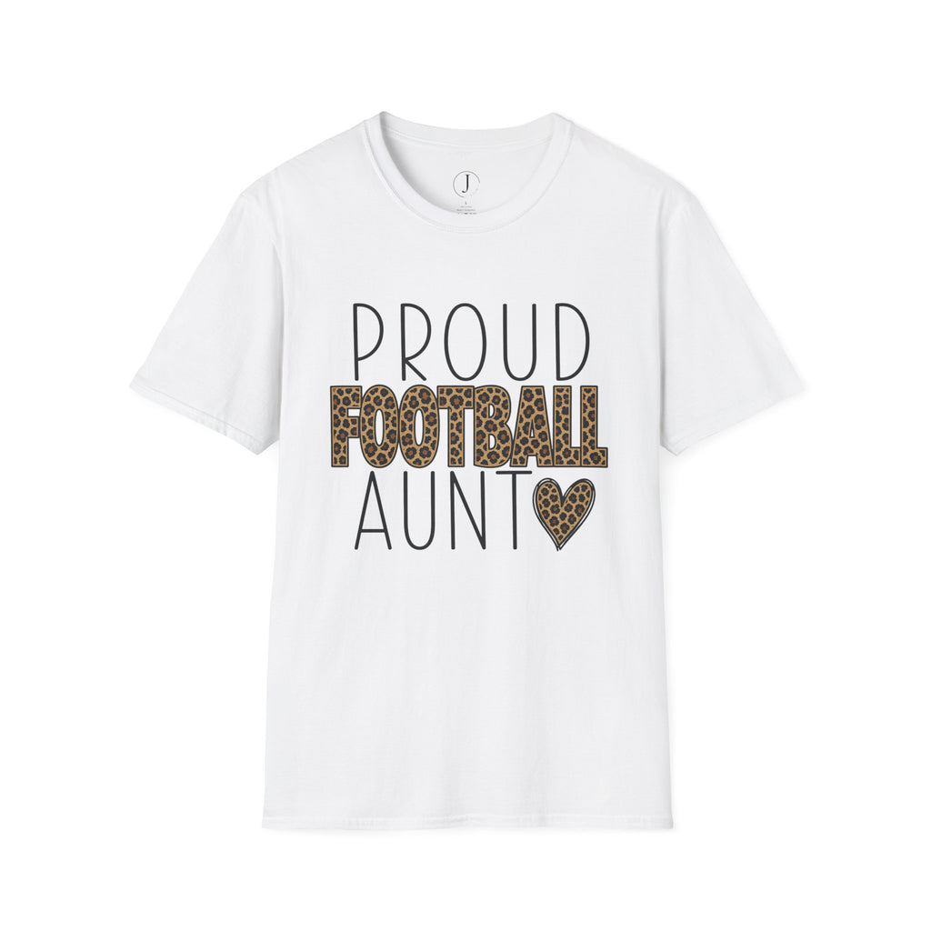 Proud Football Aunt T-Shirt — Leopard Accent Sports Mom Tee
