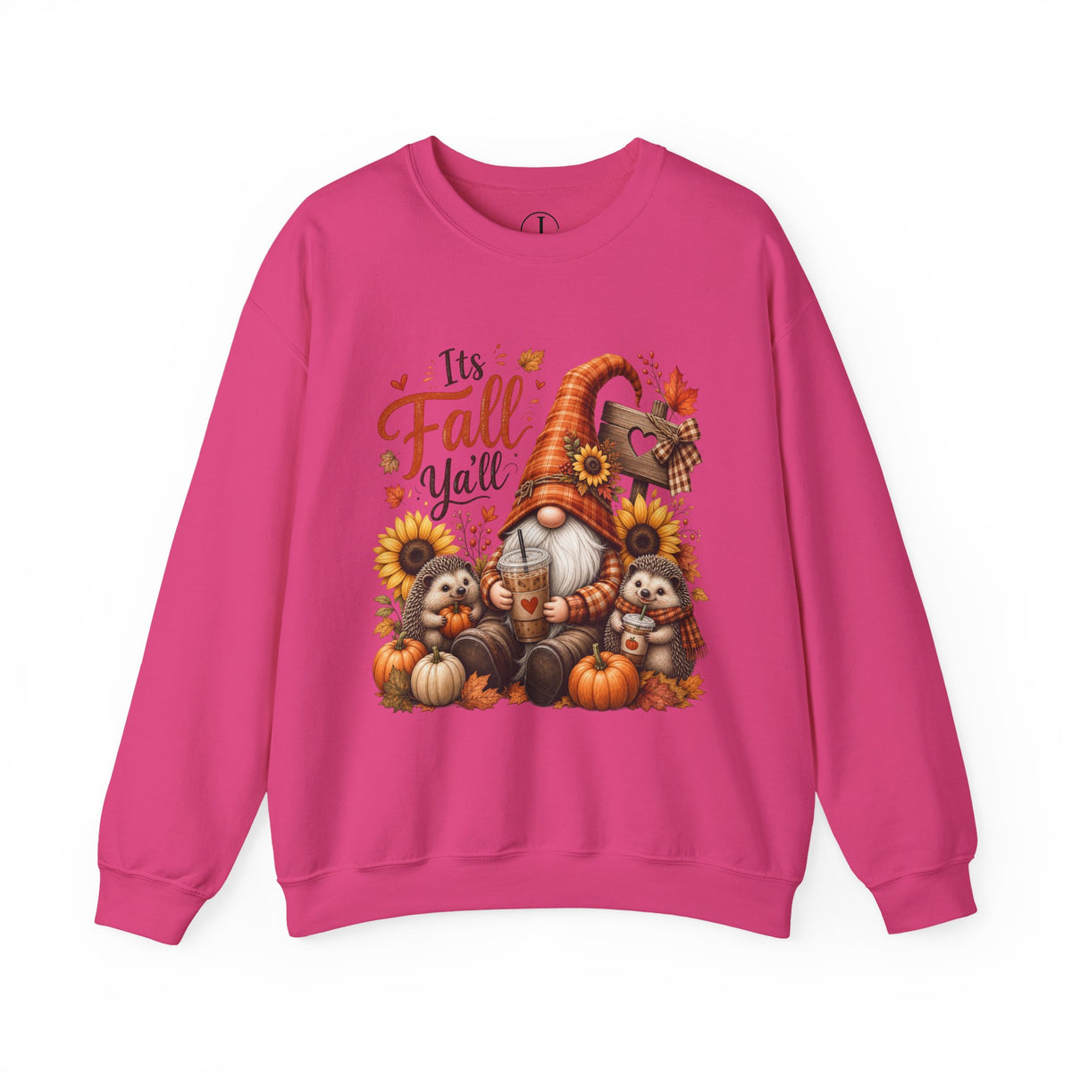 Fall Sweatshirt – “It’s Fall Y’all” Gnome & Hedgehog Crewneck