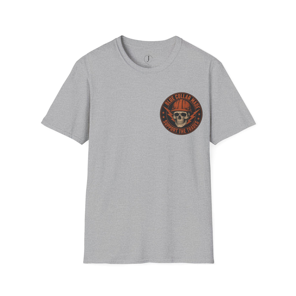 Blue Collar T-Shirt – Support the Trades Skull Hardhat Workwear Tee