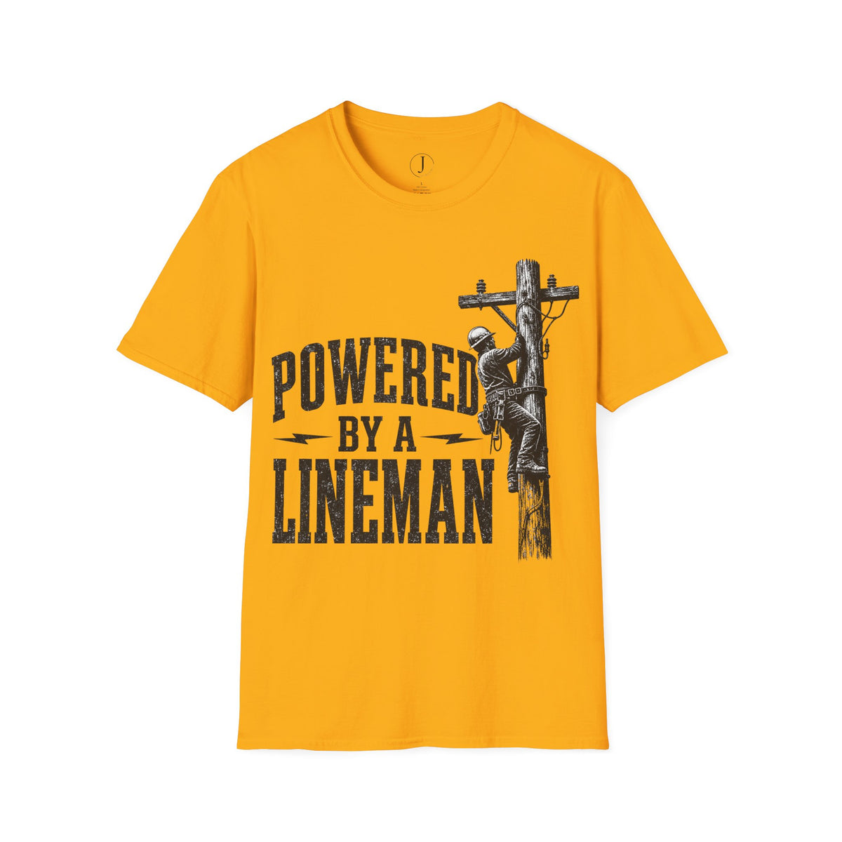Powered By A Lineman T-Shirt – Power Lineman & Utility Worker Gift