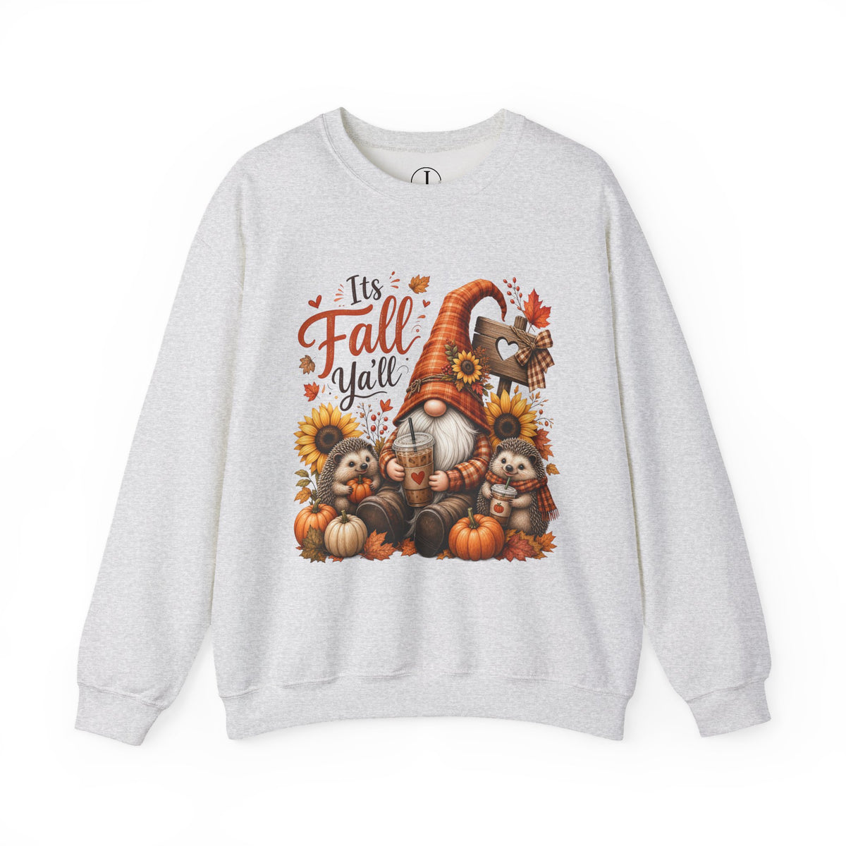 Fall Sweatshirt – “It’s Fall Y’all” Gnome & Hedgehog Crewneck