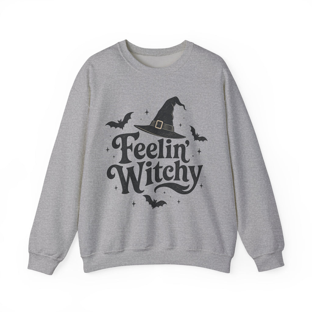 Feelin’ Witchy Halloween Sweatshirt | Black Cat Spooky Season Crewneck