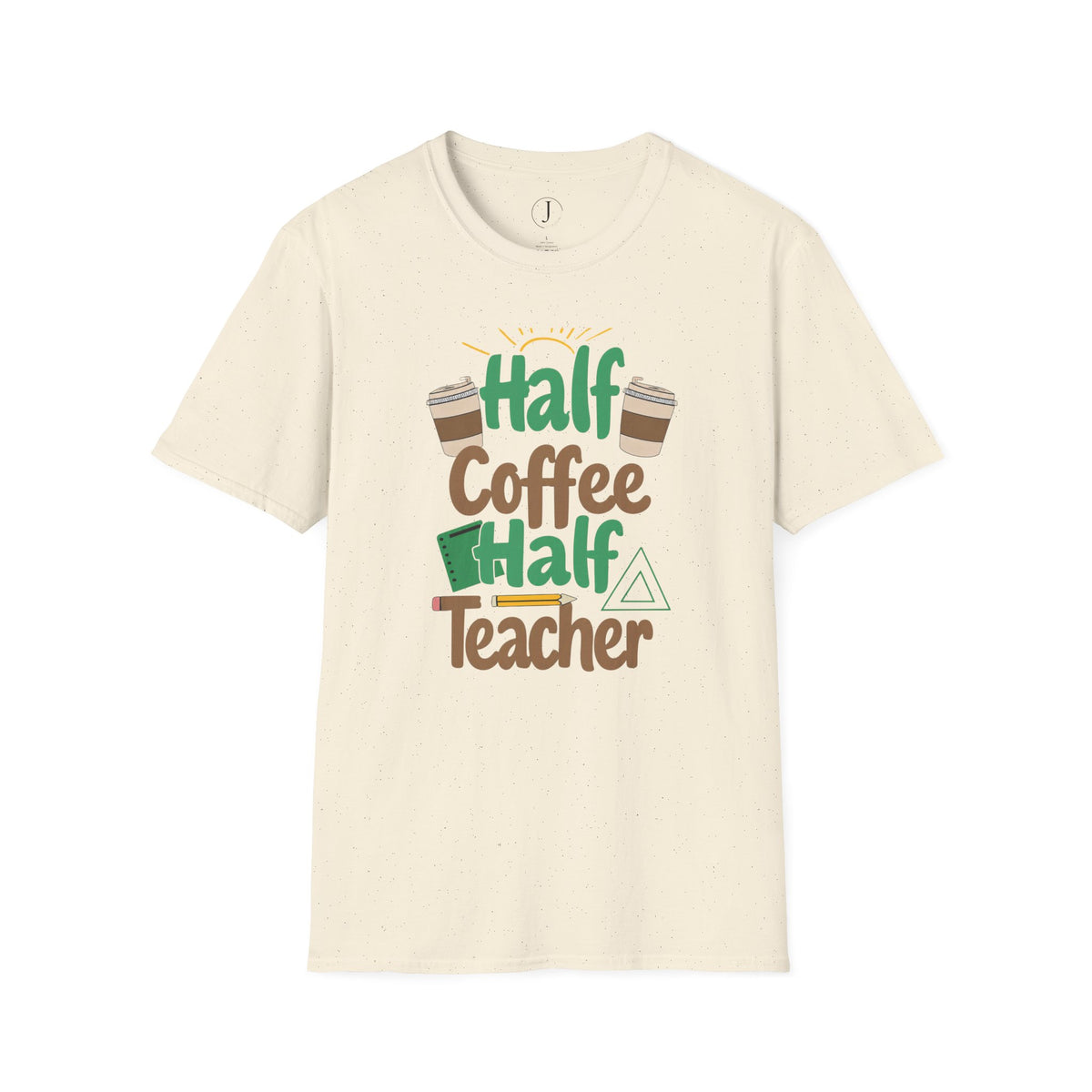 Teacher Shirt – “Half Coffee Half Teacher” Funny Coffee Tee