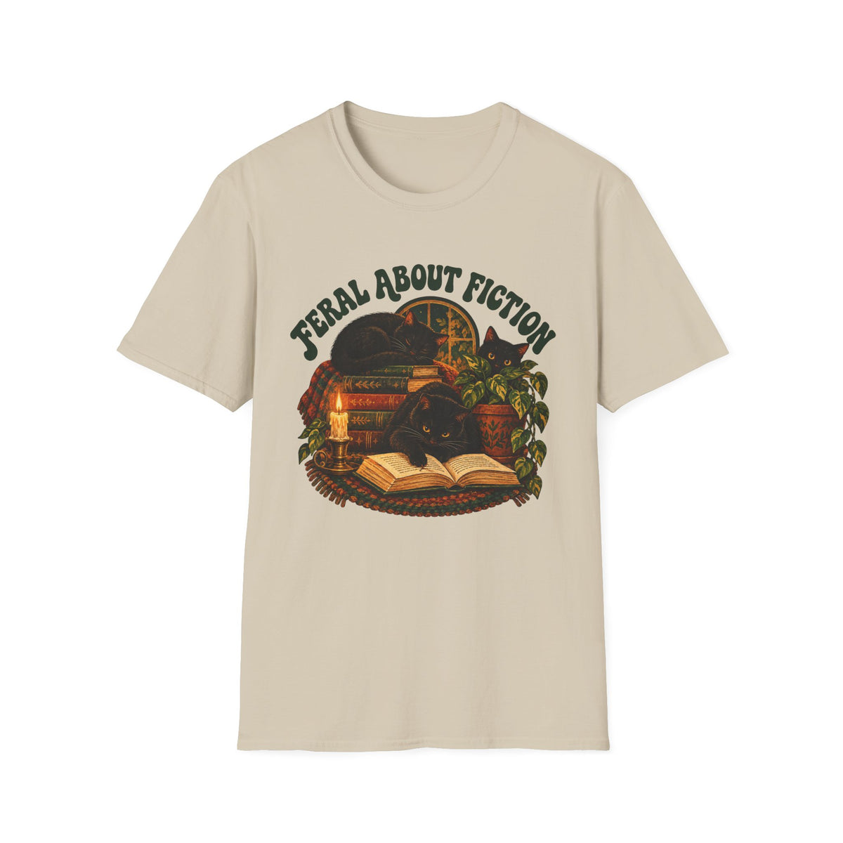 Feral About Fiction Shirt | Cat Book Lover Tee | Bookish Reader T-Shirt | Literary Gift for Women | Reading Lover Shirt