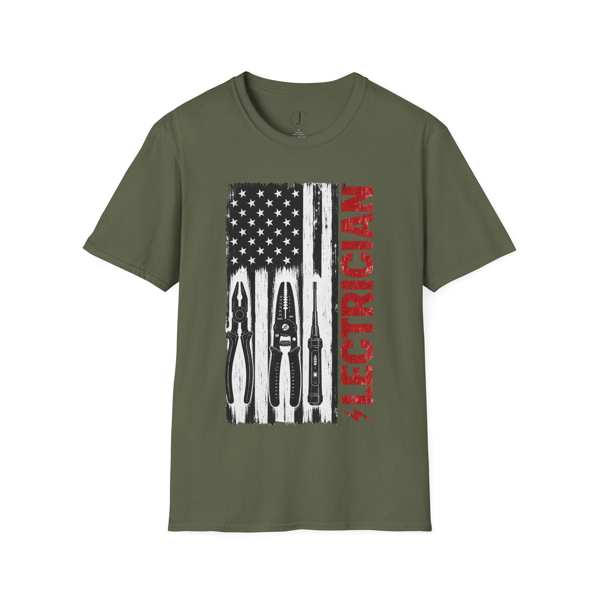 Electrician American Flag T-Shirt – Patriotic Electrical Tools Work Shirt