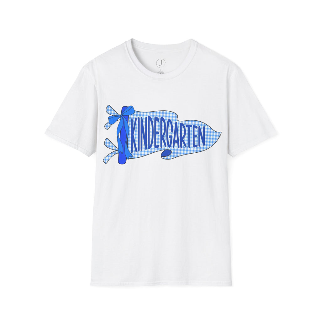 Kindergarten Teacher Shirt – Blue Plaid Ribbon Back to School Tee