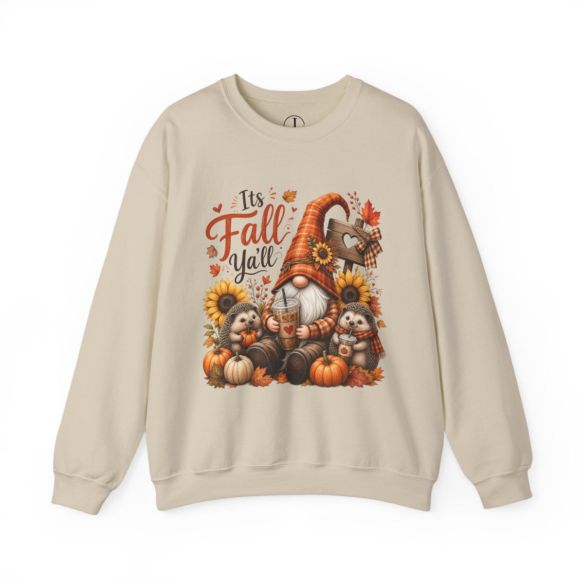 Fall Sweatshirt – “It’s Fall Y’all” Gnome & Hedgehog Crewneck
