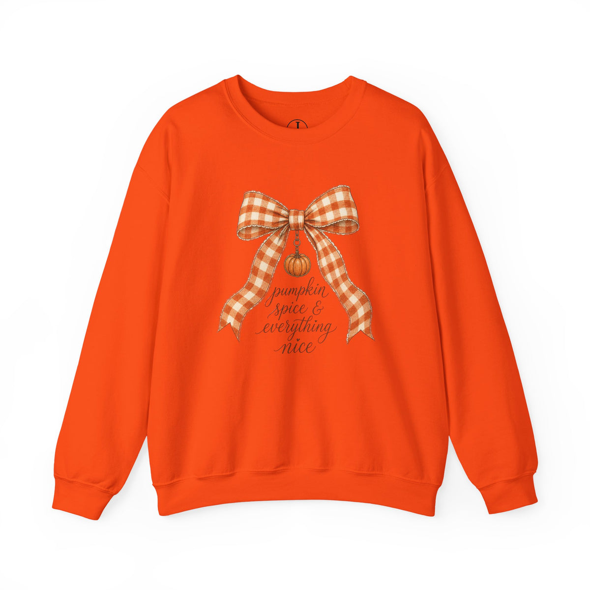 Fall Sweatshirt – “Pumpkin Spice & Everything Nice” Bow Crewneck