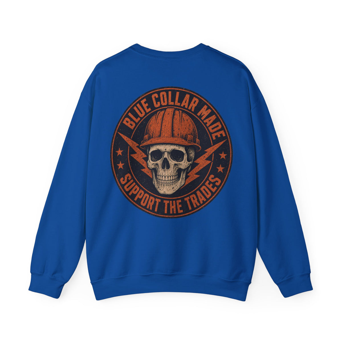 Blue Collar Sweatshirt – Support the Trades Skull Hardhat Crewneck
