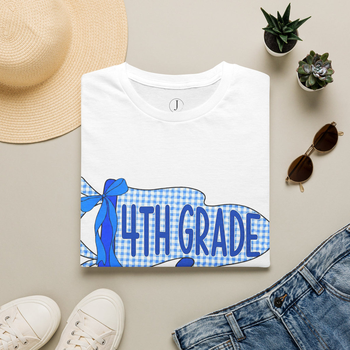 4th Grade Shirt – Blue Plaid Back to School Tee