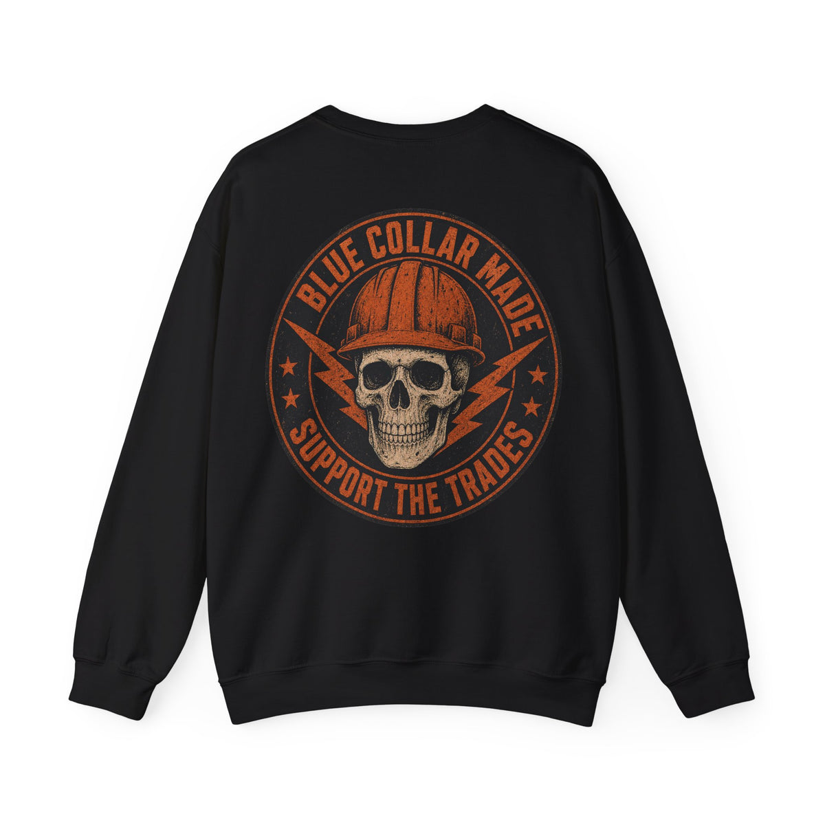 Blue Collar Sweatshirt – Support the Trades Skull Hardhat Crewneck