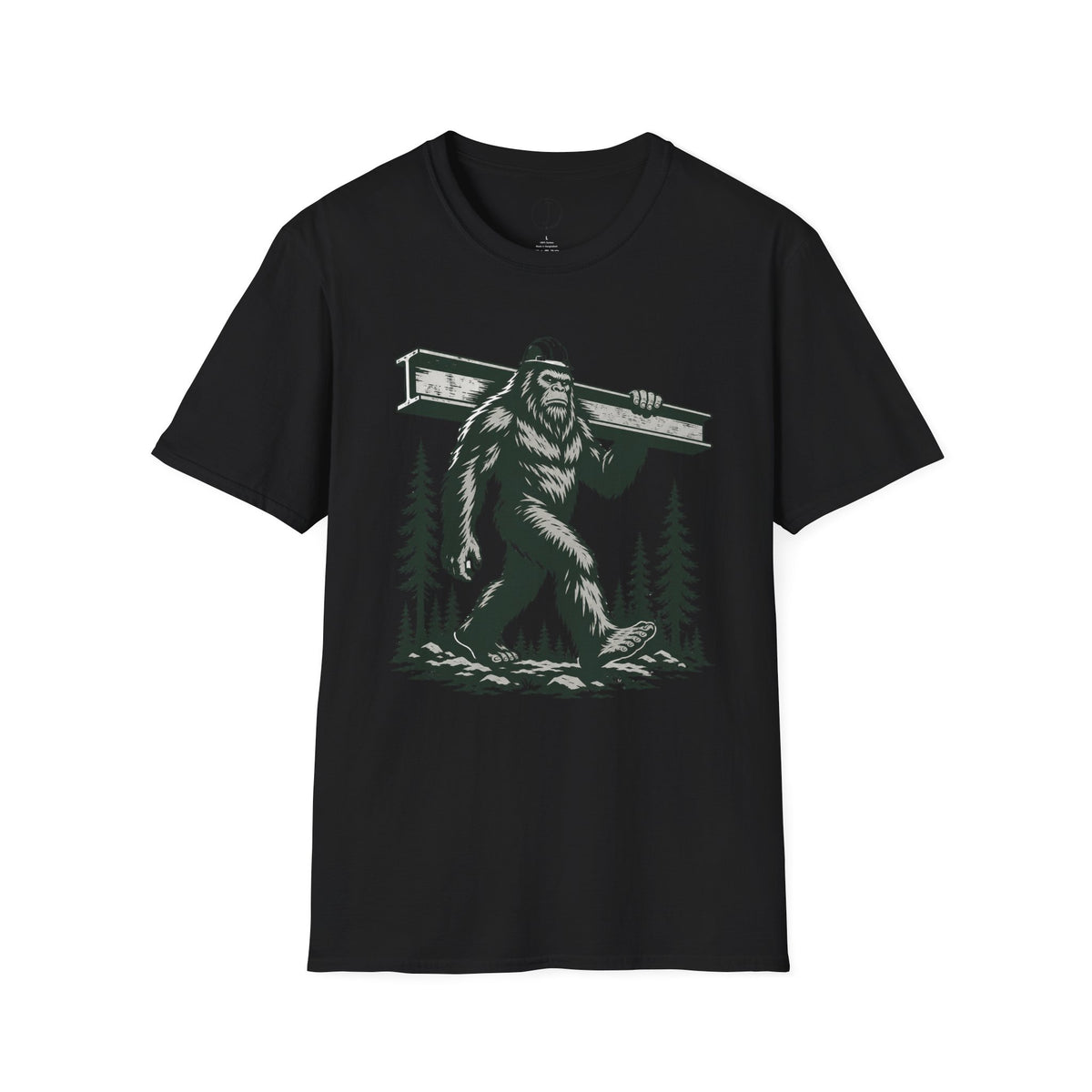 Bigfoot Ironworker T-Shirt – Sasquatch Carrying Beam Construction Tee