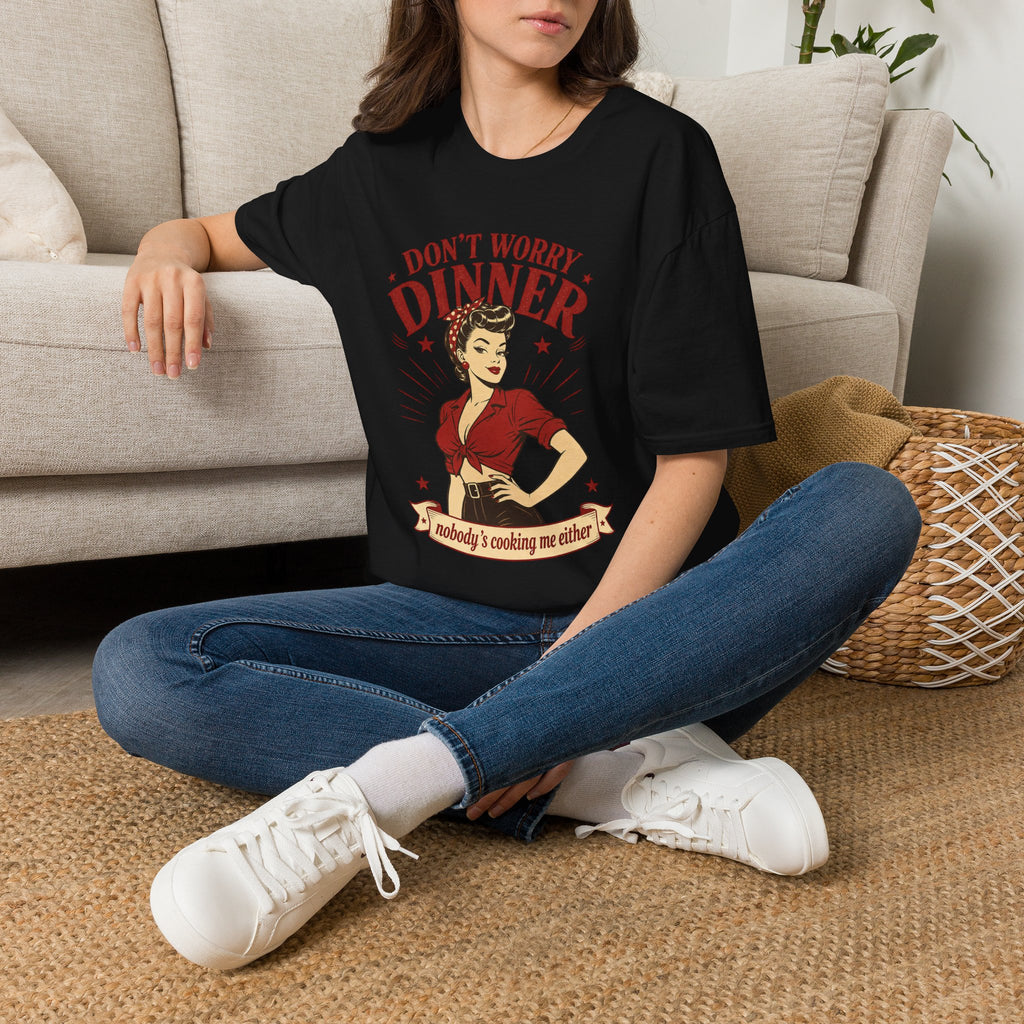 Funny Kitchen Shirt – “Don’t Worry Dinner” Retro Graphic Tee