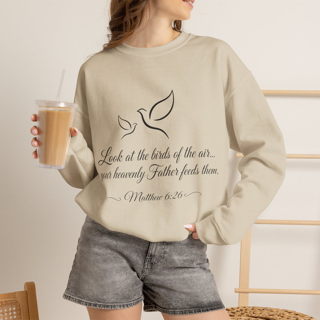 Matthew 6:26 Christian Sweatshirt | Dove Bible Verse Crewneck for Women