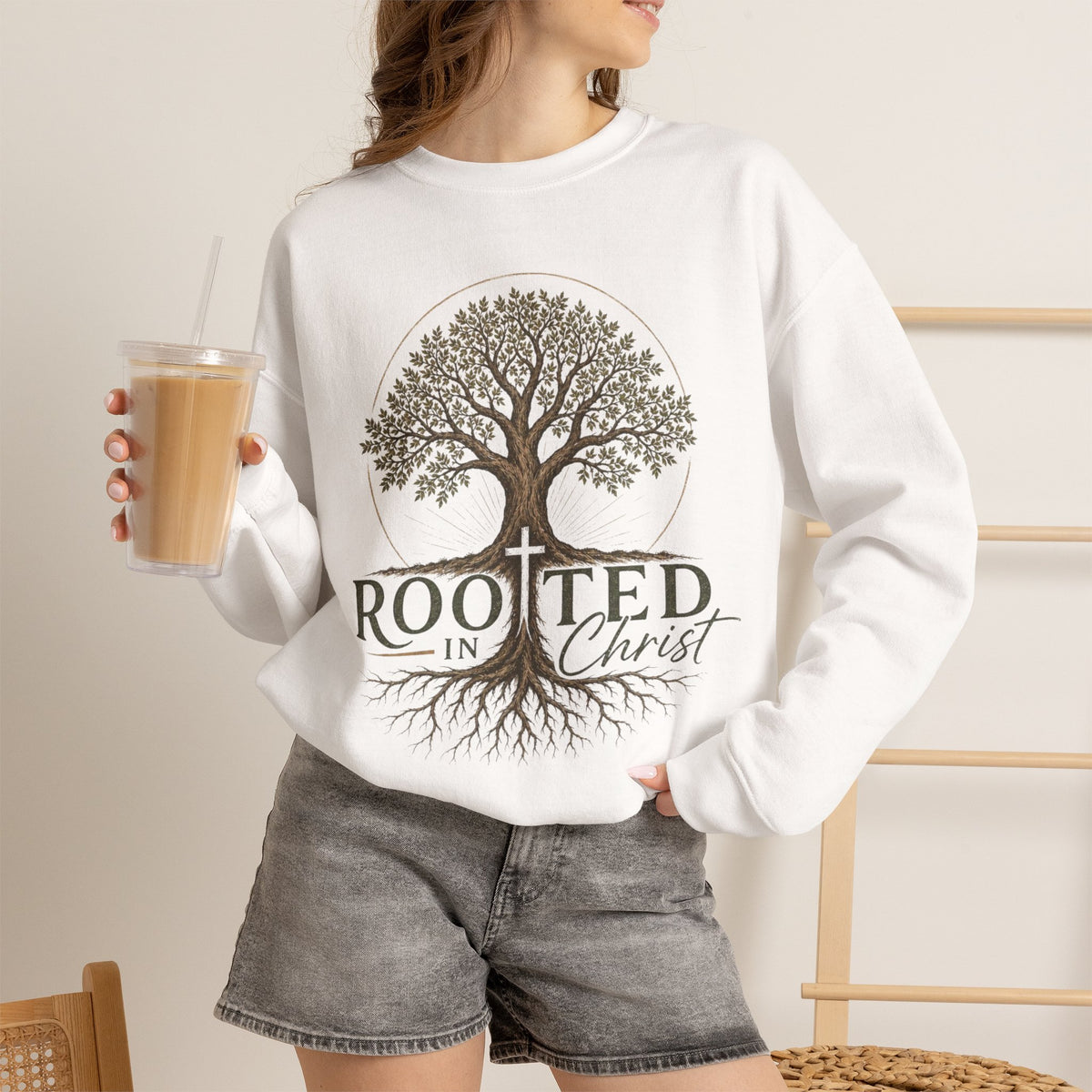 Rooted in Christ Christian Sweatshirt | Women’s Faith Crewneck