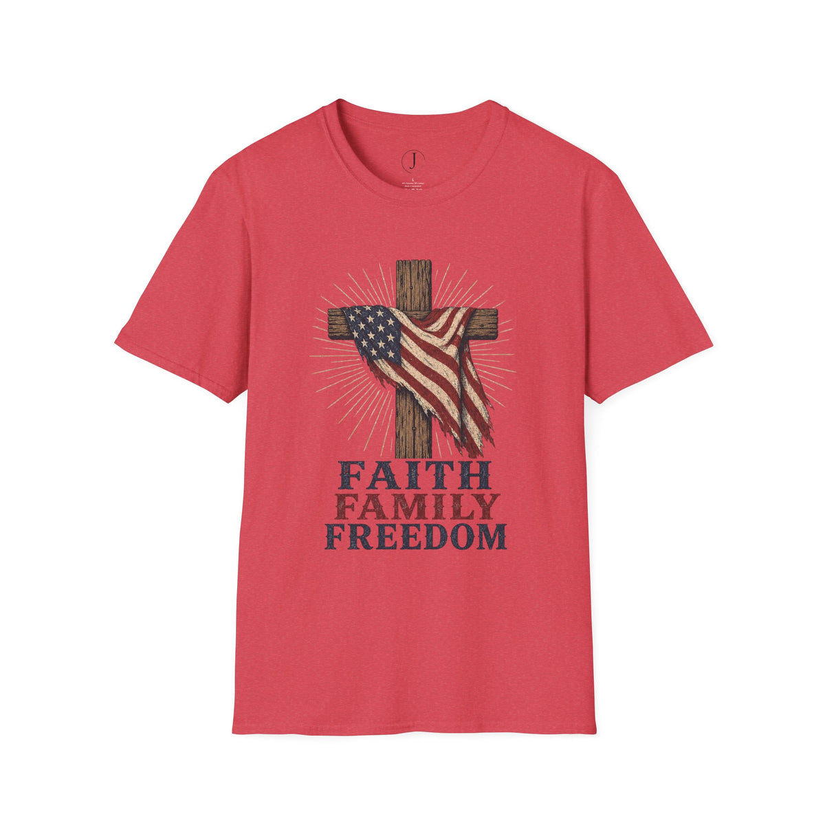 Faith Family Freedom Christian T-Shirt | American Flag Cross Patriotic Tee