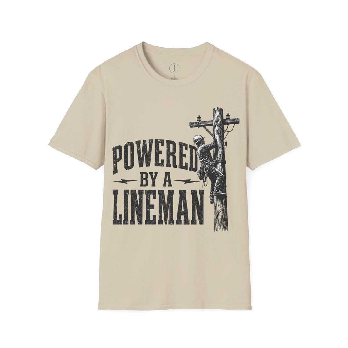 Powered By A Lineman T-Shirt – Power Lineman & Utility Worker Gift