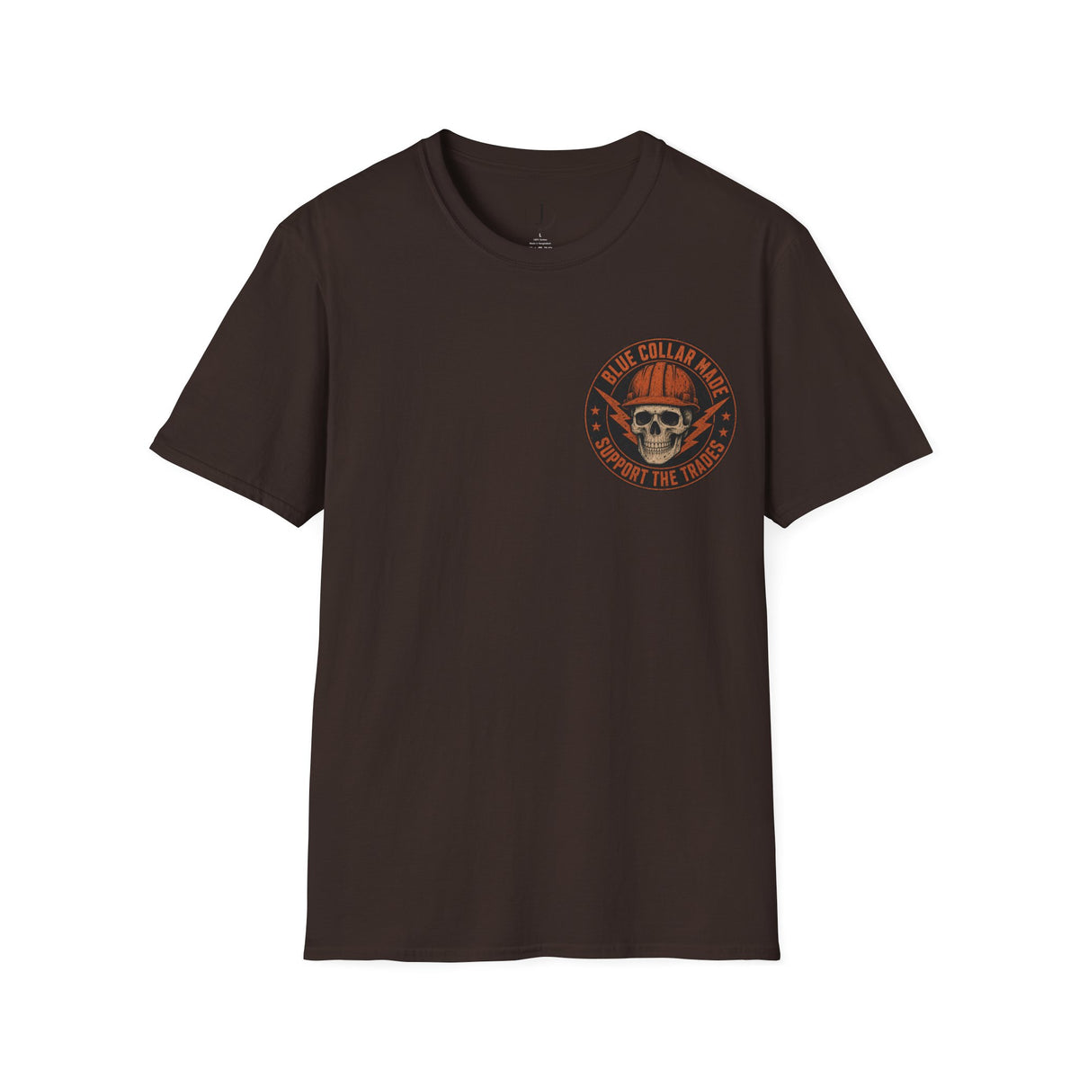 Blue Collar T-Shirt – Support the Trades Skull Hardhat Workwear Tee