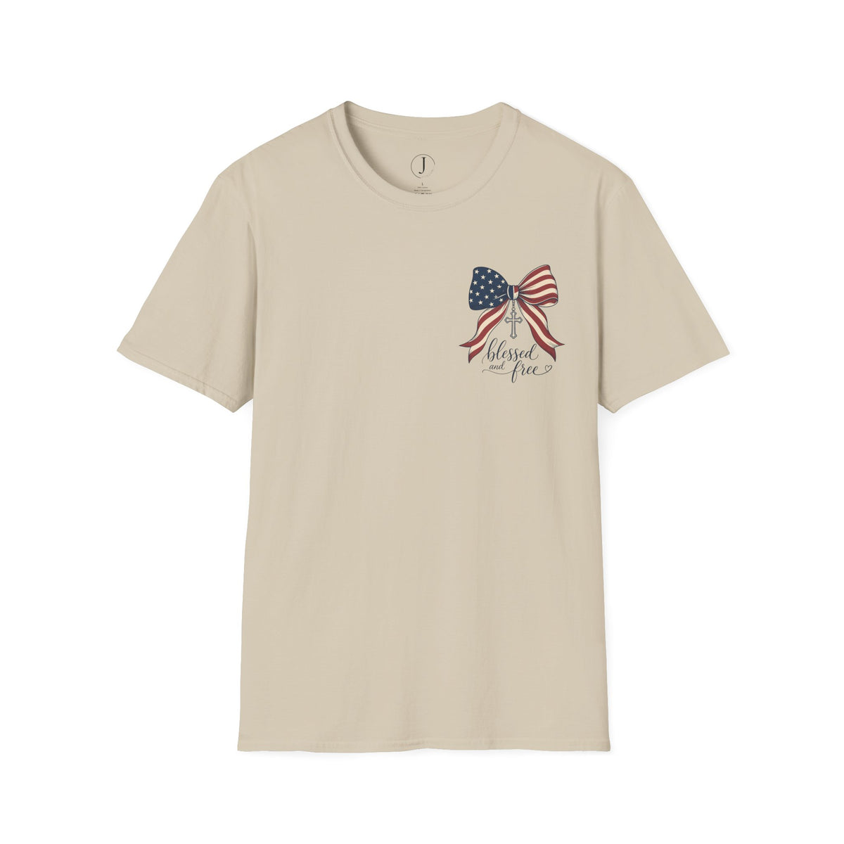 Blessed and Free Patriotic Christian T-Shirt | American Flag Bow Tee