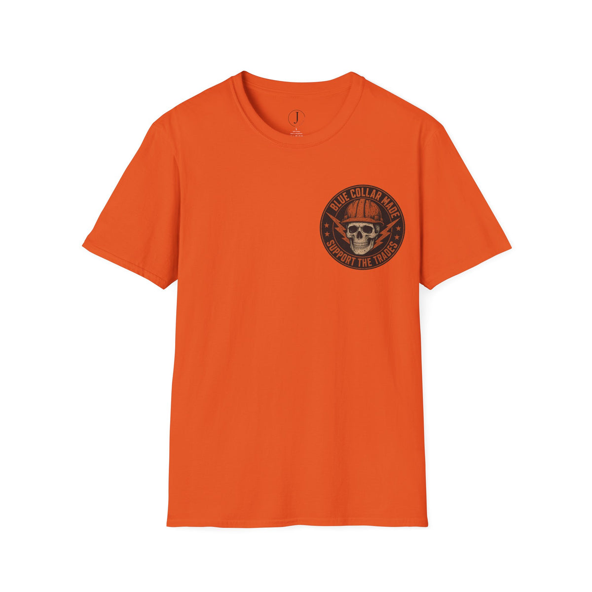 Blue Collar T-Shirt – Support the Trades Skull Hardhat Workwear Tee