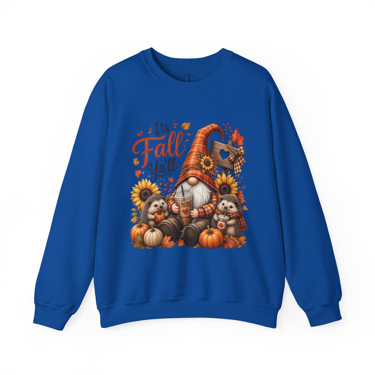 Fall Sweatshirt – “It’s Fall Y’all” Gnome & Hedgehog Crewneck