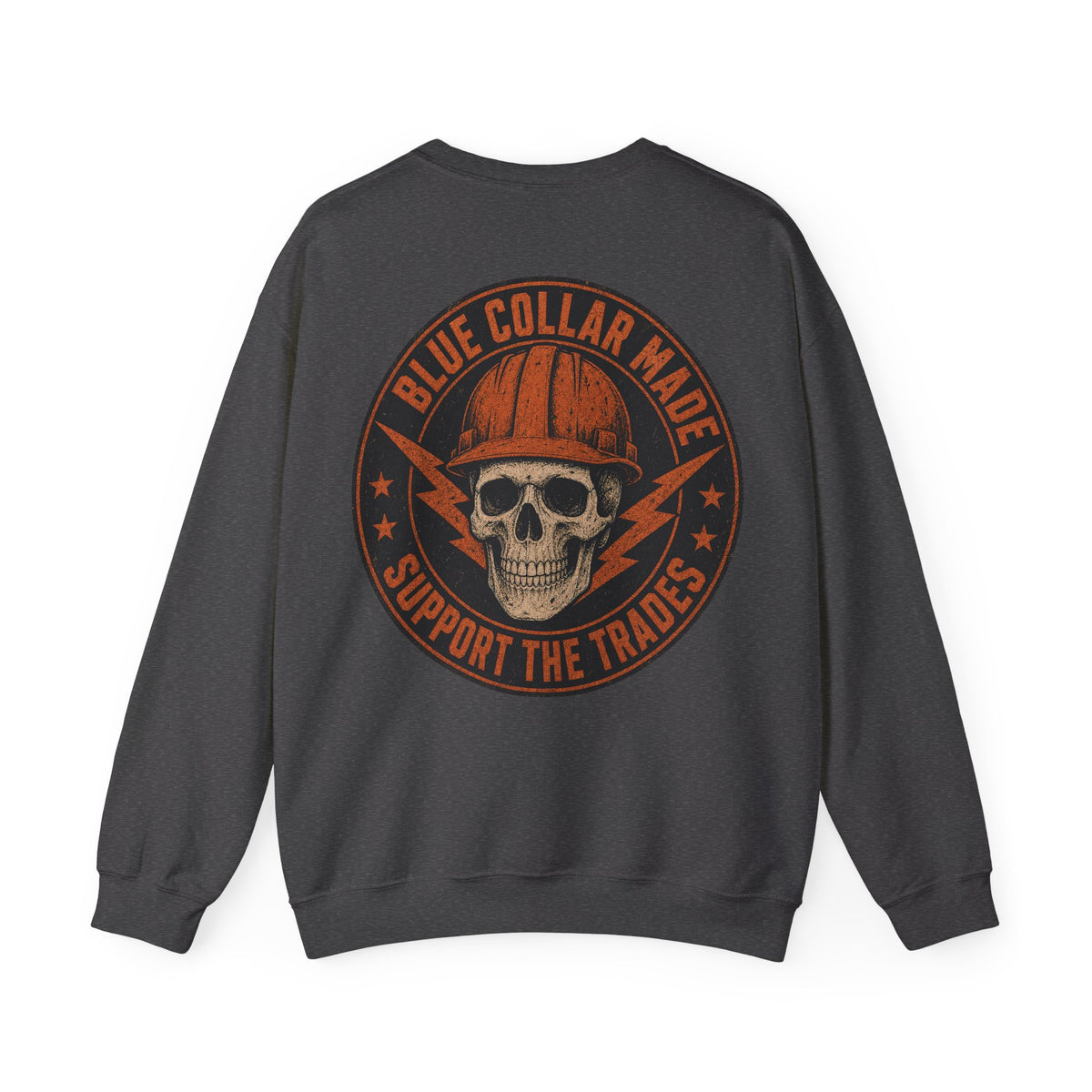 Blue Collar Sweatshirt – Support the Trades Skull Hardhat Crewneck