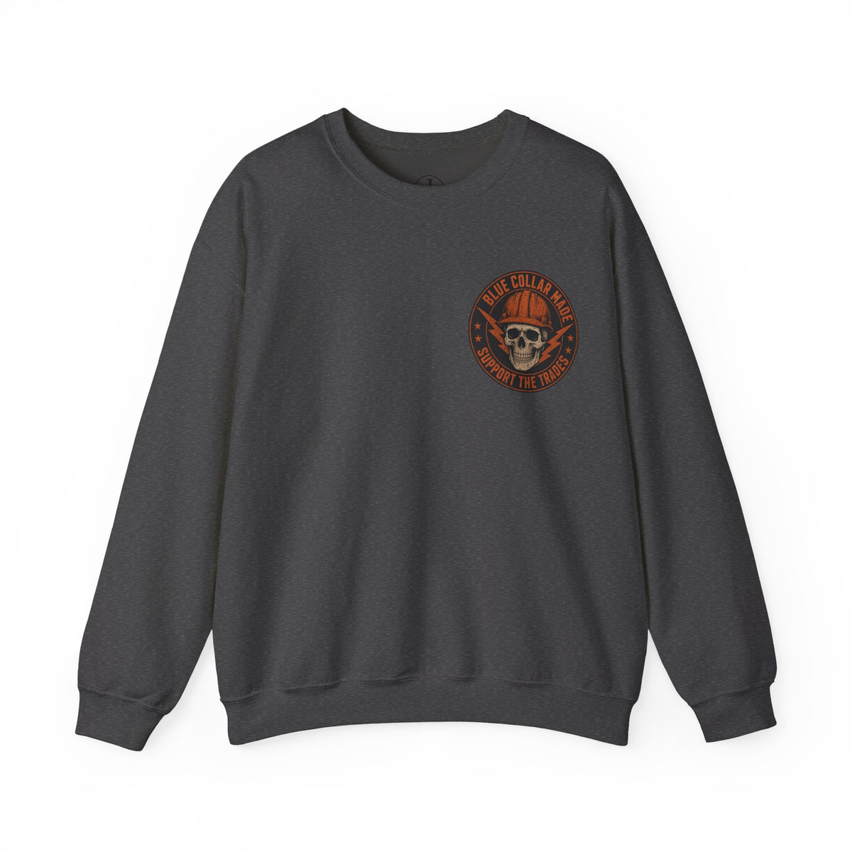 Blue Collar Sweatshirt – Support the Trades Skull Hardhat Crewneck